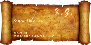 Kepp Géza névjegykártya